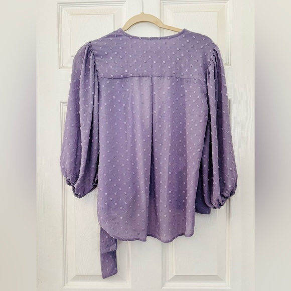 VERONICA M CHIFFON WRAP TOP lavender size medium - Picture 3 of 7